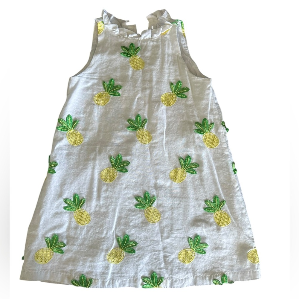 White Dress with Pineapple Embroidery
